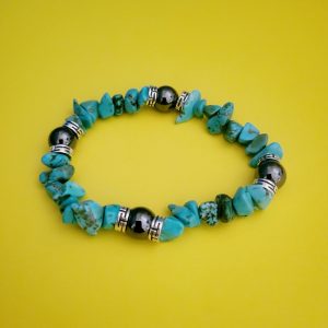 Turquoise Horizon Stone And Hematite Bead Stretch Bracelet