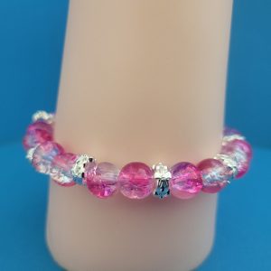 Pink Radiance Crackle Glass Stretch Bracelet